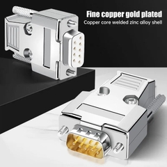 Đầu hàn DB9 cái kèm vỏ ốp kim loại làm dây RS232 RS485 - DB9 metal housing connector