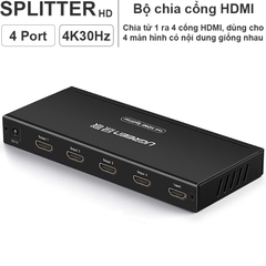 Bộ chia cổng HDMI 1 ra 2 hỗ trợ 4K Ugreen 40201 - HDMI splitter 2 port support 4K