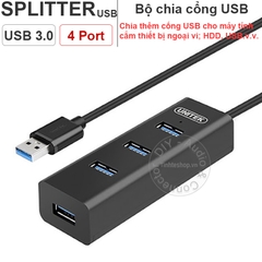 Bộ chia 4 cổng USB 3.0 Unitek Y-3089 có cổng hỗ trợ nguồn ngoài