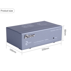 Bộ chia VGA 1 ra 2 250MHz 1920x1440P DTECH DT-7252 - VGA splitter 1 to 2 port