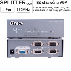 Bộ chia VGA 1 ra 2 250MHz 1920x1440P DTECH DT-7252 - VGA splitter 1 to 2 port