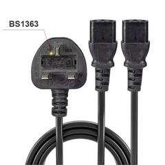 Cáp nguồn 3 chân UK BS1363 ra 2 cổng C13 3x0.75mm