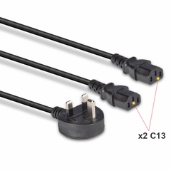 Cáp nguồn 3 chân UK BS1363 ra 2 cổng C13 3x0.75mm