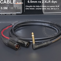 Dây 6 ly sang 2 canon đực DIY 0.5 đến 5 mét - 6.35mm mono to 2 XLR male audio cable