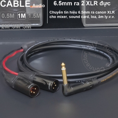 Dây 6 ly sang 2 canon đực DIY 0.5 đến 5 mét - 6.35mm mono to 2 XLR male audio cable