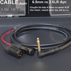 Dây 6 ly sang 2 canon đực DIY 0.5 đến 5 mét - 6.35mm mono to 2 XLR male audio cable