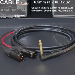 Dây 6 ly sang 2 canon đực DIY 0.5 đến 5 mét - 6.35mm mono to 2 XLR male audio cable