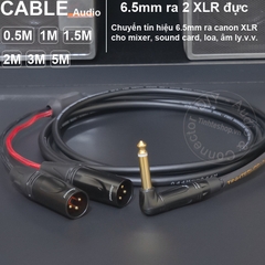 Dây 6 ly sang 2 canon đực DIY 0.5 đến 5 mét - 6.35mm mono to 2 XLR male audio cable
