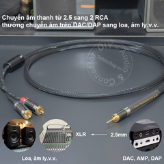 Dây 2.5mm sang 2 đầu RCA R-L lõi đồng 6N mạ bạc