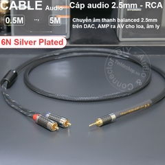 Dây 2.5mm sang 2 đầu RCA R-L lõi đồng 6N mạ bạc
