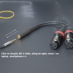 Jack 2 đầu canon sang 3.5 cắm từ Mixer Sound card sang Tai nghe Loa - DIY 3.5mm female to 2 female XLR audio cable