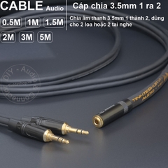 Dây chia 3.5 cái sang 2 đực DIY 0.5 đến 5 mét - 3.5mm female to 2 3.5mm male stereo cable
