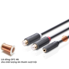 Cáp chia audio 3.5mm cái ra 2 đầu AV RCA cái 25Cm Ugreen 10562