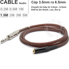 Cáp 3.5 ly sang 6.5 ly stereo DIY 0.2M đến 5M - 3.5m female to 6.35mm female cable