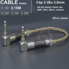 Cáp 2 đầu 3.5 mạ bạc vuông góc cắm cho DAC AMP Microphone Camera DIY 0.1 đến 0.5 mét - Silver plated copper core 3.5mm stereo audio cable
