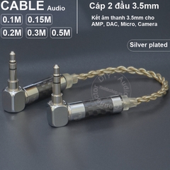 Cáp 2 đầu 3.5 mạ bạc vuông góc cắm cho DAC AMP Microphone Camera DIY 0.1 đến 0.5 mét - Silver plated copper core 3.5mm stereo audio cable
