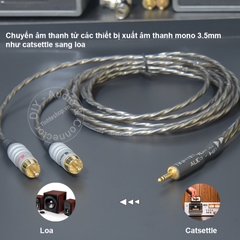 Cáp 3.5 mono ra 2 AV chuyển từ Catsettle ra Loa Âm ly 0.2 đến 5 mét - DIY 3.5mm mono to 2 RCA audio cable