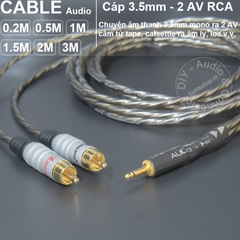 Cáp 3.5 mono ra 2 AV chuyển từ Catsettle ra Loa Âm ly 0.2 đến 5 mét - DIY 3.5mm mono to 2 RCA audio cable