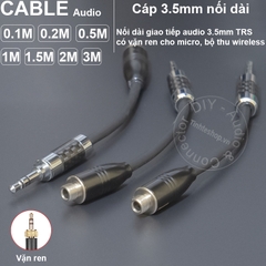 Cáp 3.5 nối dài vặn ren cho micro 0.1 đến 5 mét - 3.5mm stereo cable with lock for microphone