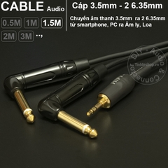 Dây 3.5 sang 2 đầu 6.5 DIY dài 0.5 đến 10 mét - 3.5mm x2 6.35mm cable