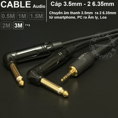 Dây 3.5 sang 2 đầu 6.5 DIY dài 0.5 đến 10 mét - 3.5mm x2 6.35mm cable
