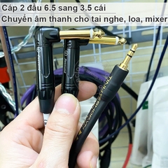 Dây 3.5 sang 2 đầu 6.5 chuyển âm thanh từ Điện thoại Máy tính sang Loa kiểm âm Mixer