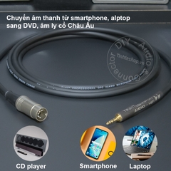 Dây 3.5mm sang 5pin chuyển âm thanh từ Smarphone Máy tính sang Âm ly cổ Châu Âu - 1/8 to MIDI 5 pin AUX