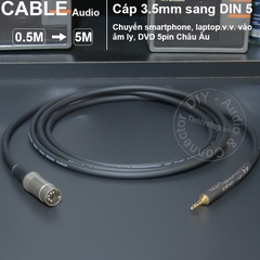 Dây 3.5mm sang 5pin chuyển âm thanh từ Smarphone Máy tính sang Âm ly cổ Châu Âu - 1/8 to MIDI 5 pin AUX