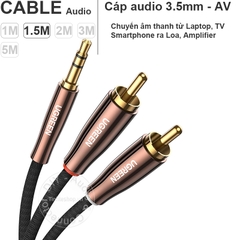 Dây 3.5 ra AV Ugreen AV170 1 đến 5 mét - High performance 1/8 to 2 RCA AUX audio cable