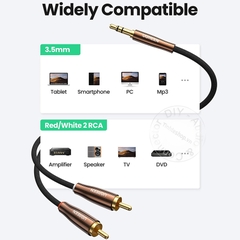 Dây 3.5 ra AV Ugreen AV170 1 đến 5 mét - High performance 1/8 to 2 RCA AUX audio cable