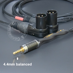 Cáp balanced 4.4 ra 2 đầu canon vuông góc lõi đồng 4N mạ bạc