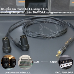 Cáp balanced 4.4 ra 2 đầu canon vuông góc lõi đồng 4N mạ bạc