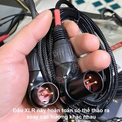 Cáp balanced 4.4 ra 2 đầu canon vuông góc lõi đồng 4N mạ bạc