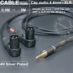 Cáp balanced 4.4 ra 2 đầu canon vuông góc lõi đồng 4N mạ bạc