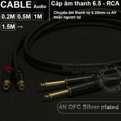 Cáp chuyển 6.5mm 6.35mm mono ra AV RCA cổng cái lõi đồng OFC 4N mạ bạc 0.2M 0.5M 1M 1.5M