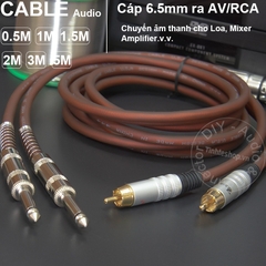 Cáp 6.5 ra hoa sen 2 sợi DIY 0.5 mét đến 5 mét - 6.35mm to RCA cable