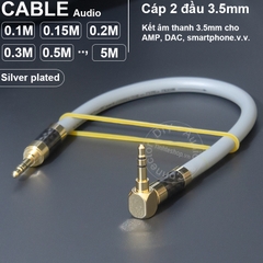 Cáp 3.5 AUX đồng OFC 5N mạ bạc 0.1 đến 5 mét - Silver plated OFC 5N copper core 3.5mm stereo audio cable