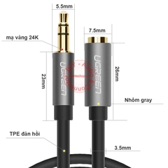 Cáp audio 3.5mm AUX đực sang cái - Audio 3.5mm cable male to female gold 24K OFC 4N Ugreen AV118 1M ... 5M