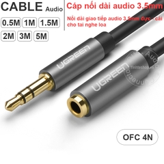 Cáp audio 3.5mm AUX đực sang cái - Audio 3.5mm cable male to female gold 24K OFC 4N Ugreen AV118 1M ... 5M