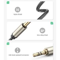 Cáp 3.5 ra 6.5 TRS Ugreen AV127 dài từ 1 mét đến 10 mét - 3.5mm to 1/4 TRS cable