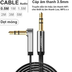 Cáp âm thanh 3.5 Ugreen AV119 siêu mỏng 1 đầu thẳng 1 đầu bẻ góc 0.5 mét đến 5 mét