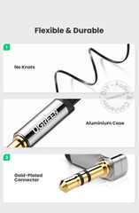 Cáp âm thanh 3.5 Ugreen AV119 siêu mỏng 1 đầu thẳng 1 đầu bẻ góc 0.5 mét đến 5 mét