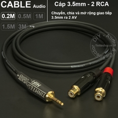 Cáp audio 3.5mm ra 2 AV cái - Audio cable 3.5mm male to 2 RCA female DIY 0.2M 0.5M 1M 1.5M 3M