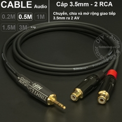 Cáp audio 3.5mm ra 2 AV cái - Audio cable 3.5mm male to 2 RCA female DIY 0.2M 0.5M 1M 1.5M 3M