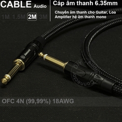 Cáp audio 2 đầu 6.35mm mono OFC 4N - Dây âm thanh 6.5mm cho Đàn Đàn guitar 1M 1.5M 2M 3M