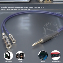 Cáp 6.5 ra 3.5 và 6.5 stereo cắm Tai nghe Loa 0.2 đến 5 mét - DIY 6.5mm TRS male to 6.5mm female and 3.5mm female audio cable
