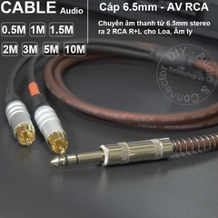 Dây 6 ly ra hoa sen DIY 0.5M đến 10M - TRS 1/4 to 2 RCA cable