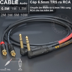 Cáp AV ra 6.5 TRS cho loa kiểm âm DIY 0.5 đến 10 mét 1 cặp - 1/4 TRS to RCA cable
