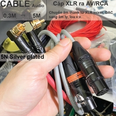 Dây canon cái sang hoa sen 1 cặp đồng 5N mạ bạc - Unbalanced female XLR to RCA audio cable, self-made with silver-plated copper core