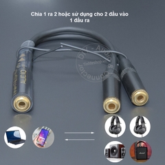 Cáp chia loa jack 3.5 từ 1 ra 2 Dây 3 đầu 3.5mm cổng cái - 3.5mm female to 2 female audio cable